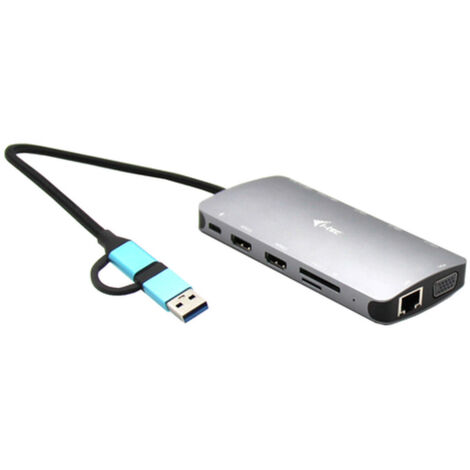 i-tec USB 3.0 USB-C/Thunderbolt 3x Display Metal Nano Dock with LAN + Power Delivery 100 W