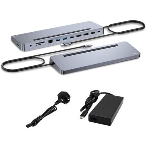 i-tec USB-C Metal Ergonomic 3x 4K Display Docking Station with Power Delivery 100 W + Universal Charger 100 W