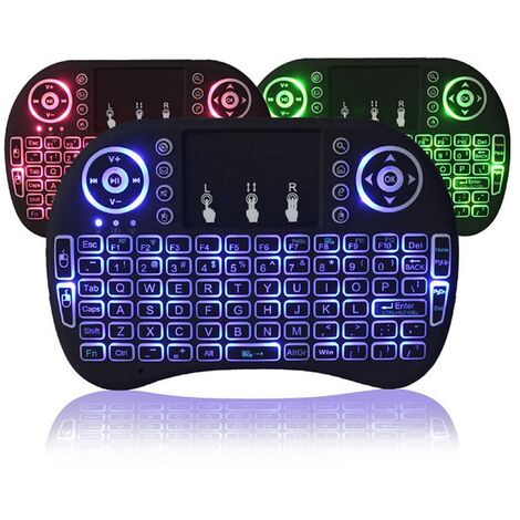 i8 Mini Wireless Keyboard, Multilingual, 2.4G Wireless Mini Flying Squirrel Keyboard with Colorful Backlight, Touchpad, RGB Backlit, for Smart TV, PC, Mini PC, Mac, Consoles, Laptop and Android Box 1pcs