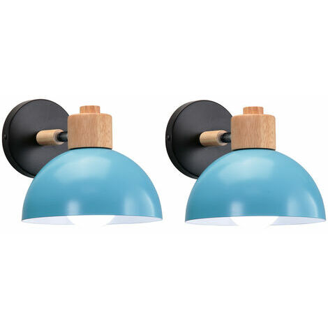 IAM 2 PCS E27 Fer Forgé Lampe Murale Industriel Rétro Applique Murale Salon Chambre Applique - Bleu