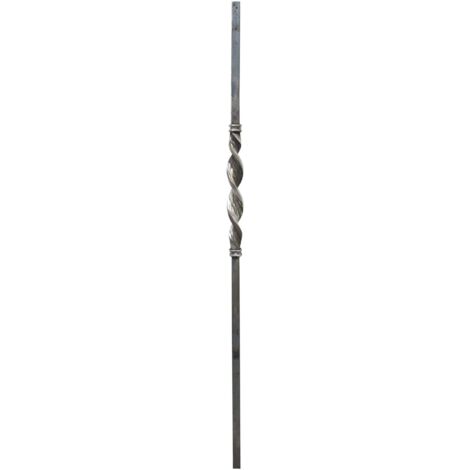 IAM DESIGN Zierstab 1200mm 20x20mm zum Anschweißen, Stahlstange passend zu Handlauf Treppengeländer, SchmiedeStahl mittig gedreht