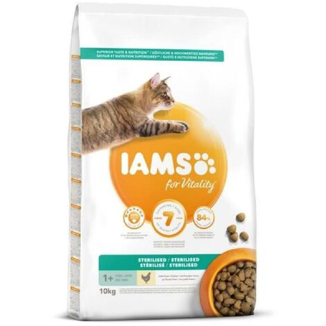 Iams Croquettes Au Poulet Frais Croissance Et Vitalite Pour Chat Sterilise Sac Refermable 10 Kg Iams Chat