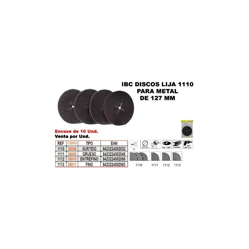 

ibc 1-110 5 discos lija 127mm metal surtidos - Mibricotienda