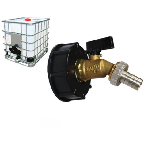 IBC 1000 l Adapter, IBC Tank Adapter, S60X6 Tank Adapter for Brass Garden Tap (S606 Thick Black Thread Butterfly Handle Export Pagoda)