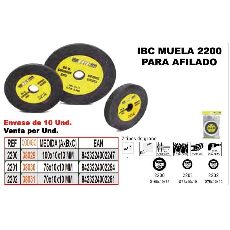 

MIBRICOTIENDA ibc 2-202 muela afilado 70x10x10 2 caras