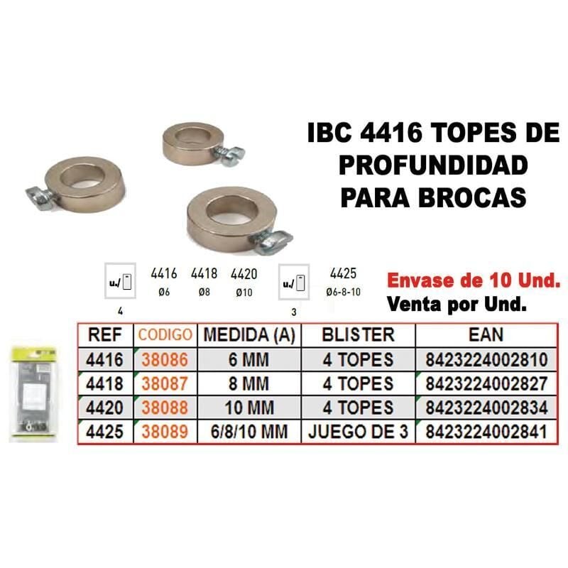 

ibc 4-420 4 topes profundidad broca 10 - Mibricotienda