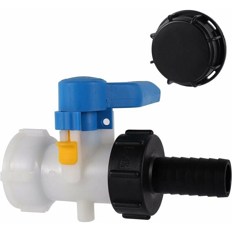 Ibc Adapter, 60mm to 60mm Valve for 1000l Tank, with 60mm to 1.25 (32mm) ibc Tank Adapter, 1000 Liter Tank Connection, for Rainwater Tank, Container