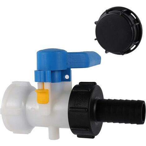 IBC Adapter, 60mm to 60mm Valve for 1000l Tank, with 60mm to 1.25 (32mm) IBC Tank Adapter, 1000 Liter Tank Connection, for Rainwater Tank, Container