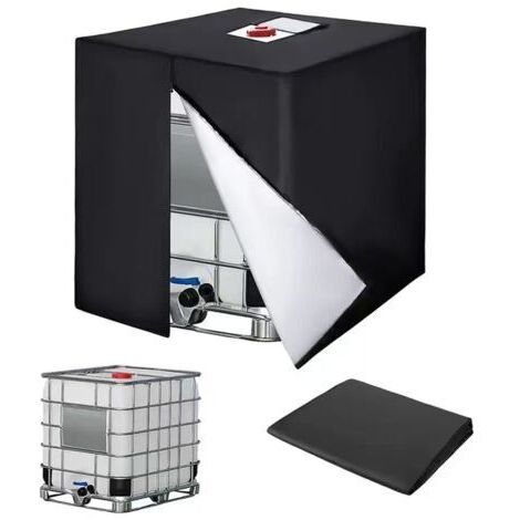 IBC-Container Abdeckplane 1000L, 420D Wassertankabdeckung, Anti-UV Schutzhülle für IBC-Tank mit Reißverschluss, 120 x 100 x 116 cm (Schwarz)