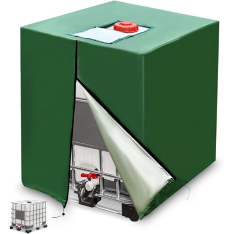 IBC Couvercle de réservoir d'eau Anti-poussière Anti-UV, Housse de Protection, bâche de Protection, Convient pour réservoir IBC 1000 L (120 x 100 x 116 cm Vert)