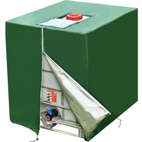 IBC Housse De Protection pour Réservoir d'eau 1000 L Bache Couverture Réservoir IBC d'eau De Pluie Housse Cuve 210D Anti UV Imperméable 120x100x116cm (Green)