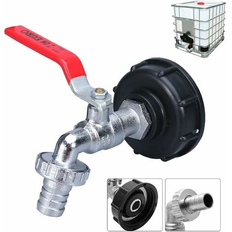 IBC Outlet Faucet Adapter Tank Accessory Cap Faucet Tap Hose Nozzle For 3/4 Inch Garden Hose Connection External Thread