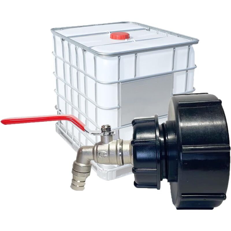 Aiperq - ibc Robinet Cuve Connecteur 1000L Adaptateur de Réservoir ibc Adaptateur Cuve S100x8/S60x6 Filetage Grossier 3/4' Robinet Sortie Raccord