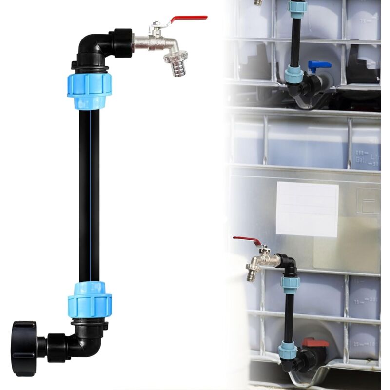 Ibc Robinet de sortie en col de cygne 3/4', adaptateur ibc, 3/4', accessoire de réservoir ibc, pour le remplissage de l'arrosoir