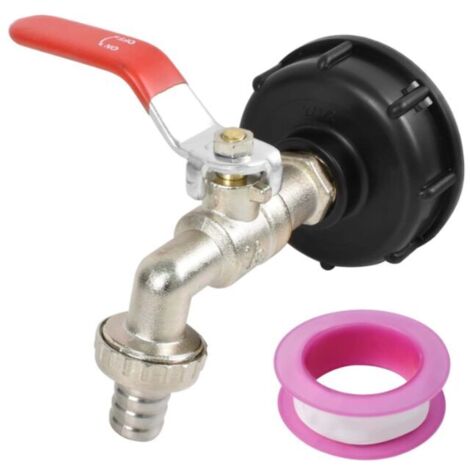 IBC S60X6 auf Messing-Adapter, 1/2-Zoll-Grobgewindehahn, S606-Legierung, Gartenschlauch/Wasserhahn auf 1/2 Zoll + Kunststoffnippel MUMU