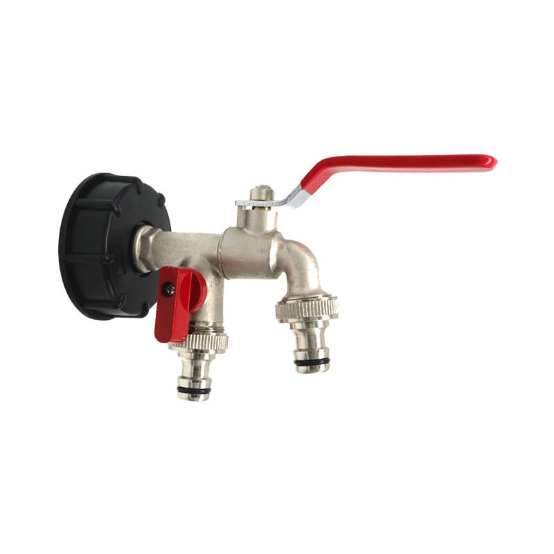 Treetalk - Ibc S60x6 Robinet de vidange en laiton à double sortie, vannes doubles 1/2', diamètre de sortie 1/2', diamètre d'entrée 60 Mm