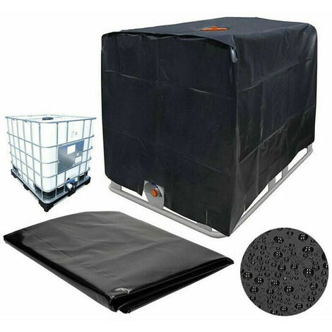 TOVBMUP IBC-Tankabdeckung, 210D Oxford-Stoffplane für 1000 l IBC-Container, wasserdichte IBC-Schutzabdeckung, Wassertankabdeckung, 120 x 100 x 116 cm (schwarz)