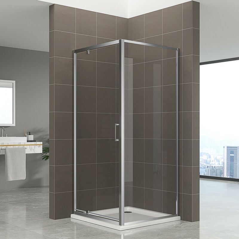 Saniverre - ibea Cabine de douche h. 190 cm porte pivotante verre 6 mm transparent 80 x 80 cm