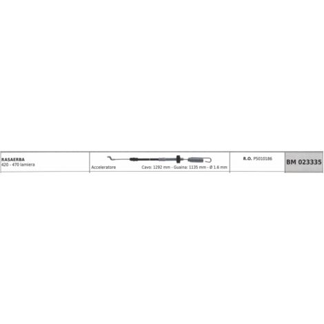 IBEA câble accélérateur de tondeuse 420-470 câble 1292mm gaine 1135mm Ø  1,6mm