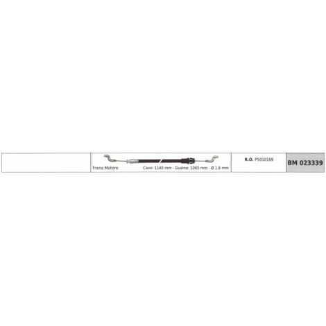 IBEA câble frein moteur pour tondeuse à gazon 1140 mm gaine de câble 1065 mm Ø 1,6 mm