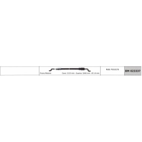 IBEA câble frein moteur pour tondeuses à gazon câble 1115 mm gaine 1040 mm Ø 1.6 mm