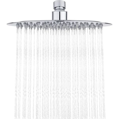 Ibergrif M20293 - Soffione Doccia a Pioggia 20 x 20 CM, Docce Fisso Rotondo, Cromo, Acciaio, argento