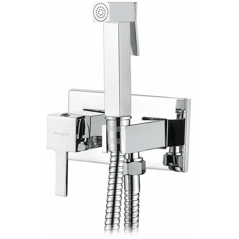 Ibergrif M22011 - Monomando Empotrar para Bidé Wc Latón con Acero Inoxidable, Cuadrado, Cuadrado