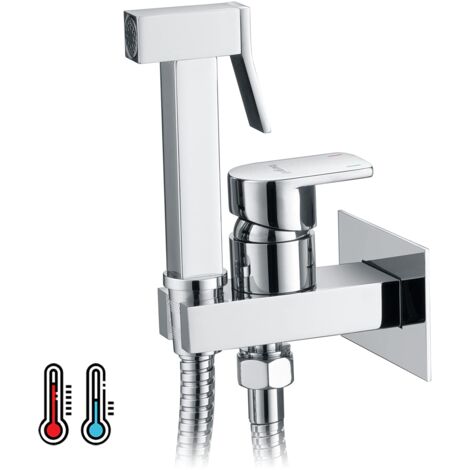 Ibergrif M22019 - Kit Doccetta Esterno per Wc e Bidet, Acqua Calda e Fredda, Doccetta Bidet a Mano Doccia per Bagno Set Completo Doccia Bidet