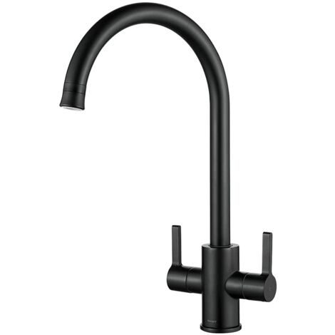 Ibergrif M22140B Rubinetto Lavello Cucina Nero, Miscelatore Cucina con Beccuccio di Comfort, Miscelatore Lavello Cucinacon Spray a Due Funzion, Rotazione a 360°, Cromo