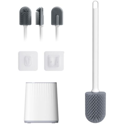 Ibergrif M34151-2 2Pcs, Scopino per WC e supporto, Silicone, Bianco, Taglia Unica
