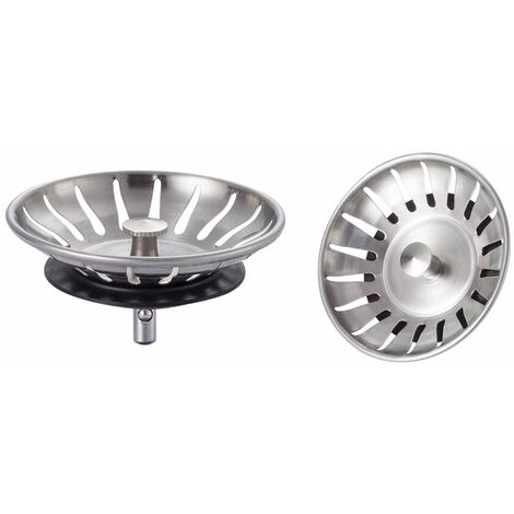 Ibergrif M34351-2 Tappo Filtro per Lavello da Cucina Universale, Tappo Lavandino Cucina Acciaio Inox, Argento, 2 Pezzi (Diametro: 78 mm)