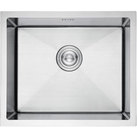 Ibergrif M85043 Lavello Cucina in Acciaio Inox 50x43 cm, Installazione a Sopratop o Filotop con Sifone Antiodore e Kit Scarico Completo
