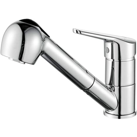 Ibergrif Rubinetto Lavello Cucina con Doccetta Estraibile - Miscelatore Cucina Monocomando 360°Girevole, Regolazione Caldo/Freddo  Design Moderno, Risparmio Idrico  Acciaio,Cromato, M14550