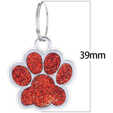 Iberiagifts - Etiqueta de identificación con medallón personalizado con pata de acero para perros, gatos, mascotas, grabada (rojo)