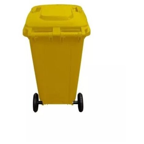 IBEROGARDEN  Contenedor con ruedas 360L  con mango antideslizante  Fácil transporte y durabilidad   color amarillo