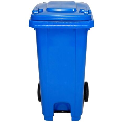 IBEROGARDEN Cubo de basura con pedal 120 litros  Color Azul  Uso fácil y seguro Práctico y duradero