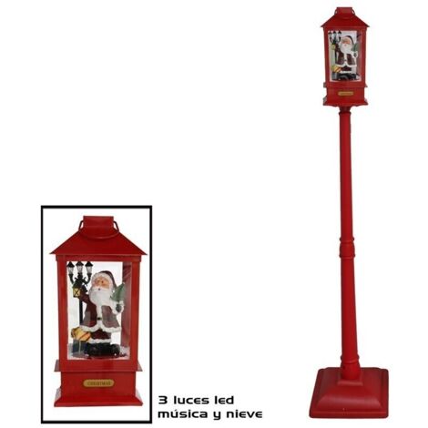 IBEROGARDEN Farol Rojo Santa con Luz LED, Música y Efecto de Nieve – 156 cm – Decoración Navideña de Gran Tamaño para Interior y Exterior