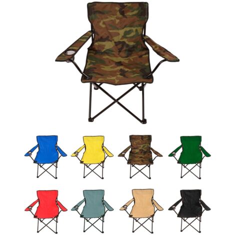 IBEROGARDEN Silla de Exterior Plegable con Reposabrazos y Portavasos  Color Militar   Medida 80x80x50 cm  Comodidad en tus Aventuras