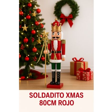 IBEROGARDEN  Soldadito Navideño Rojo 80 cm  Figura Decorativa Xmas Ideal para Entrada, Salón o Escaparate
