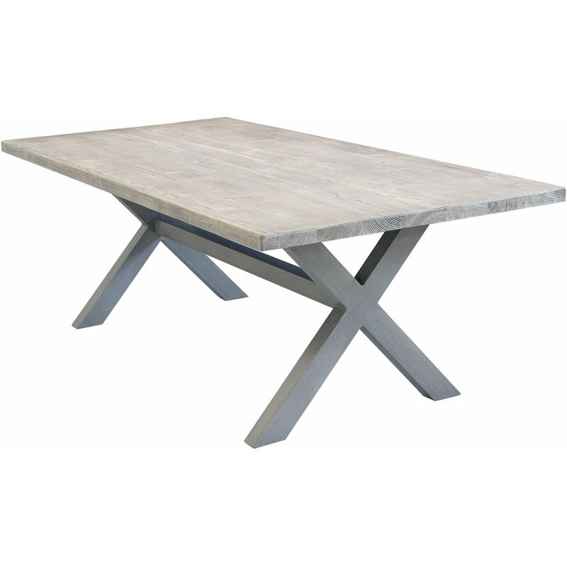 Tavolo Da Giardino In Alluminio E Cementite Effetto Legno 200 X 100 Colore Grigio,Tortora
