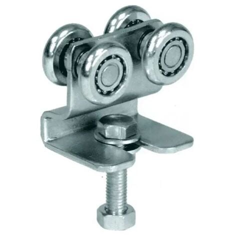 Ibfm art. 338/4 carrello in acciaio zincato con staffa e 4 ruote da 24m per monorotaia 339p