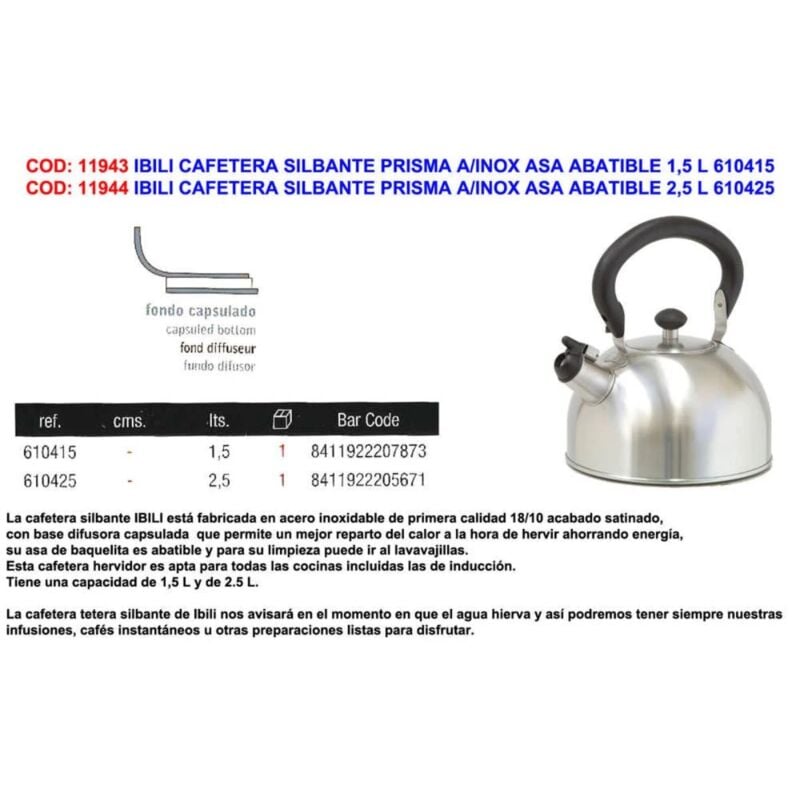 Ibili - bouilloire sifflante inox 2.5L