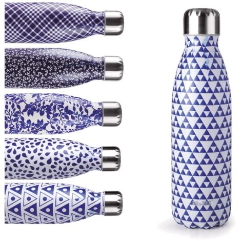 IBILI Borraccia termica mosaic blue 500 ml, acciaio inox 18/10, doppia parete, riutilizzabile