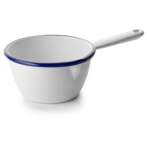 ibili casserole conique émail blanc bordure bleue 12 cm