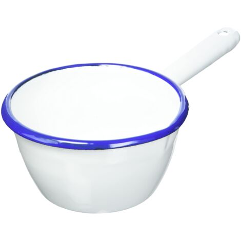 ibili casseruola conica smaltata bianca bordura blu 12 cm