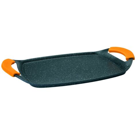 IBILI, Grill piastra basic stone, 47 x 29 cm, alluminio fuso, stile pietra antiaderente, adatta per l’induzione.
