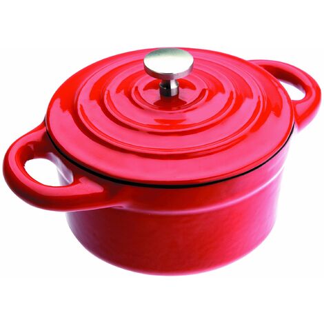 IBILI, Mini cocotte tonda rossa 10 x 4,5 cm, ghisa, adatta per l’induzione.