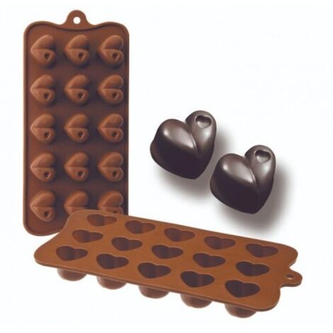Ibili Molde de silicona flexible para chocolate corazón dorado