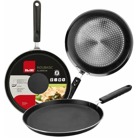 IBILI, Padella da crepes Indubasic, 28 cm, alluminio, antiaderente, adatta ai piani a induzione.