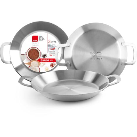 IBILI, Padella per paella triply energy, 38 cm, acciaio inox, 8 porzioni, adatta ai piani a induzione.